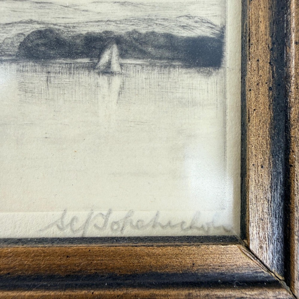 Pair of John Nichols Signed Etchings Dockyard Terrace & On Gareloch Maritime - Picture 7 of 16